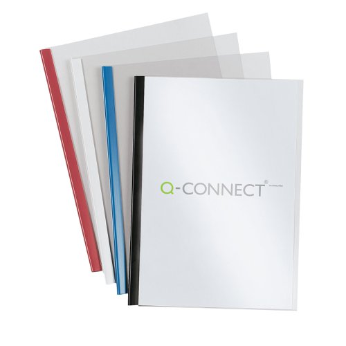 These Q-Connect Slide Binder and Cover Sets help you create simple, inexpensive and professional looking bound reports and presentations. The 5mm binders come with a clear front cover, which protects contents and presents your documents to their best advantage. This pack contains 100 black A4 slide binders with clear covers.