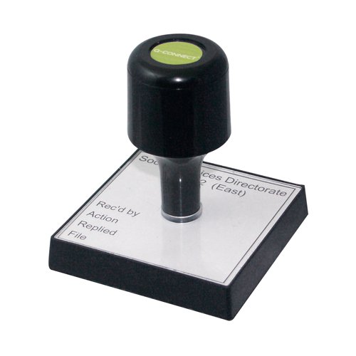 KF02104 | Create your own, customised traditional rubber stamp with this Q-Connect stamp voucher. Create up to 13 lines of text with an impression size of W90 x H55mm. Design your own stamp online with a choice of text and graphics. This rubber stamp is for use with a separate stamp pad.