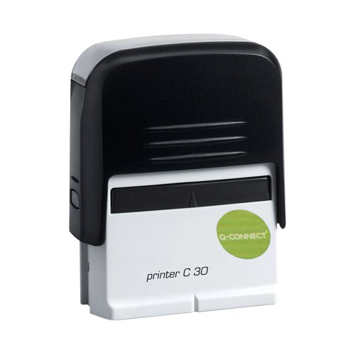 KF02110 | Create your own, customised self-inking stamp with this Q-Connect stamp voucher. Create up to 4 lines of text with an impression size of W35 x H12mm. Design your own stamp online with a choice of text and graphics. This self-inking stamp provides thousands of impressions before re-inking is required.