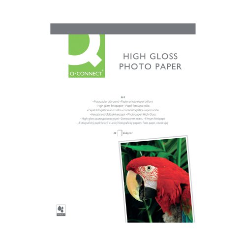 If you want to print your digital photographs with the same quality as a print specialist, then you need to make sure that you use this Q-Connect White High Gloss Photo Paper. This paper has a heavy weight of 260gsm and high gloss to ensure that your photos have the same excellent clarity that you would expect from a professional printer. The A4 paper is designed to ensure that ink doesn't run or blot, meaning that you can be sure photographs stay well defined.