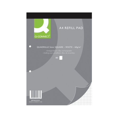 Q-Connect Quadrille Ruled Head Bound Refill Pad 160 Pages A4 (10 Pack) KF02233 Refill Pads KF02233