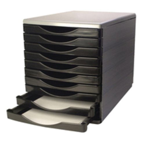 Q-Connect Black and Grey 10 Drawer Tower KF02254 Drawer Sets KF02254