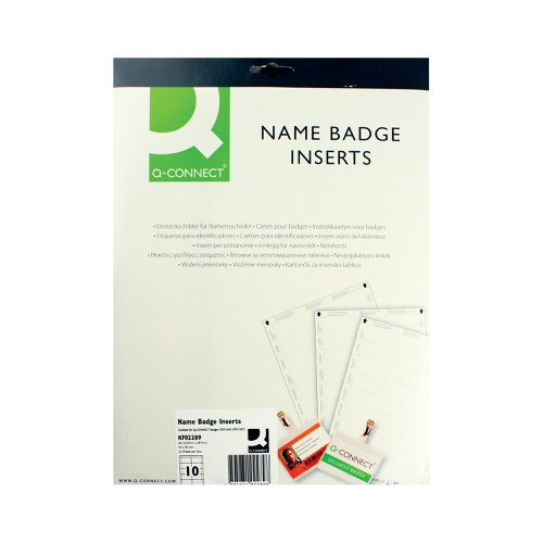 Q-Connect Name Badge Inserts 54x90mm 10 Per Sheet (Pack of 25) KF02289 | KF02289 | VOW