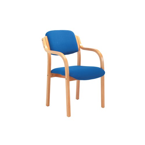 Jemini Wood Frame Chair with Arms 700x700x850mm Blue KF03514 | VOW