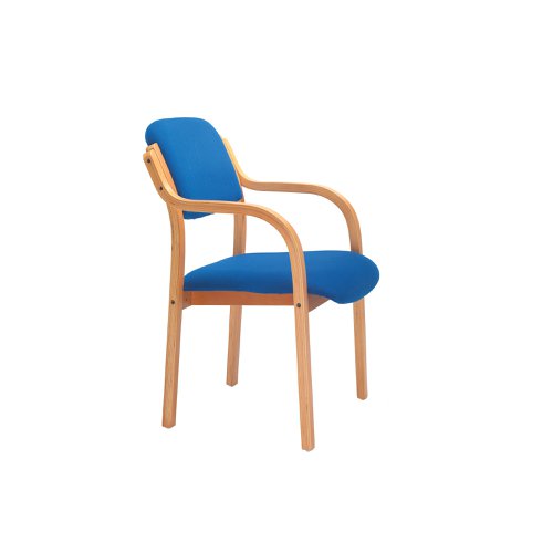 Jemini Wood Frame Chair with Arms 700x700x850mm Blue KF03514 | VOW