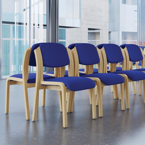 Jemini Wood Frame Chair with Arms 700x700x850mm Blue KF03514 | VOW