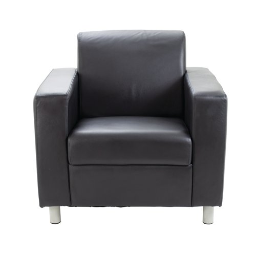 Avior Executive Reception Armchair 850x790x810mm Leather Faced Black KF03529 | VOW