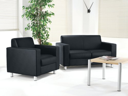 Avior Executive Reception 1340x740x810mm Sofa Leather Faced Black KF03530