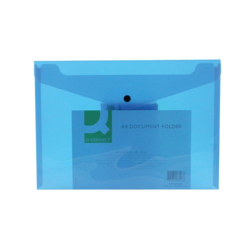 Q-Connect Polypropylene Document Folder A4 Blue (Pack of 12) KF03596 Document Wallets KF03596