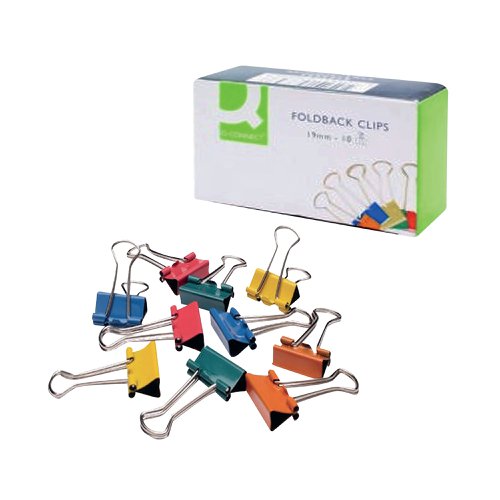 Q-Connect Foldback Clip 19mm Assorted (Pack of 10) KF03651 Paper Clips & Binders KF03651