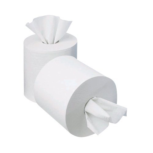 2Work 1-Ply Mini Centrefeed Roll 120M 70mm Core White (Pack of 12) KF03784