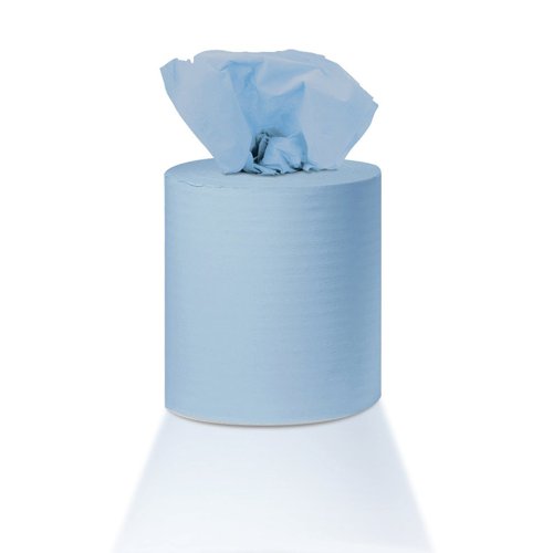 2Work Centrefeed Roll 1-Ply 300m Blue (Pack of 6) KF03803