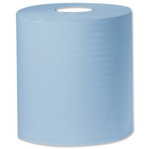 2Work 1-Ply Centrefeed Roll 300m Blue (6 Pack) KF03803