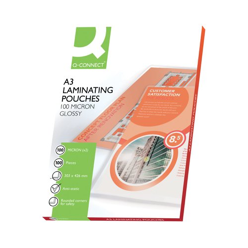 Q-Connect A3 Laminating Pouch 200 Micron (Pack of 100) KF04123 Laminating Pouches KF04123