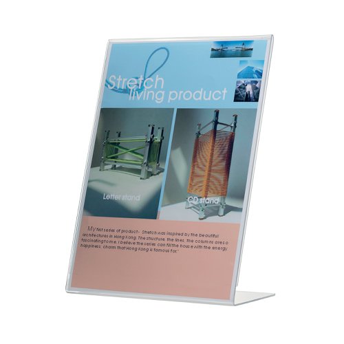 Q-Connect Slanted Sign Holder L-Shape A5 (Side loading made from sturdy plastic) KF04178 Literature Displays KF04178