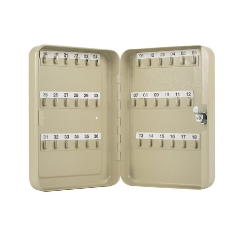 Q-Connect Key Cabinet 36 Key Fobs 180x250x60mm Pearl Grey KF04272