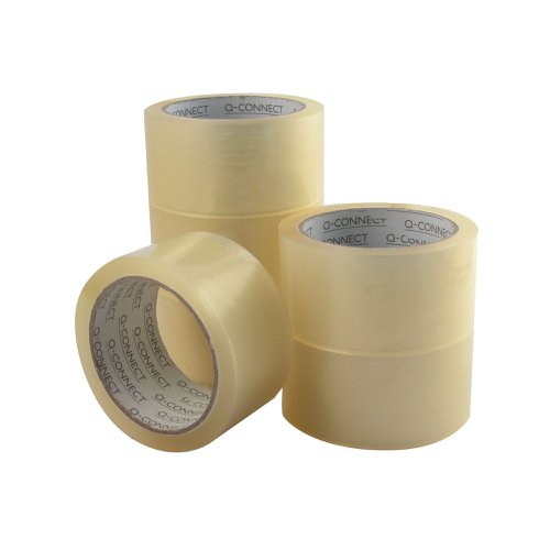 Q Connect Low Noise Polypropylene Packaging Tape 50mmx66m Clear Pack Of 6 Kf04382