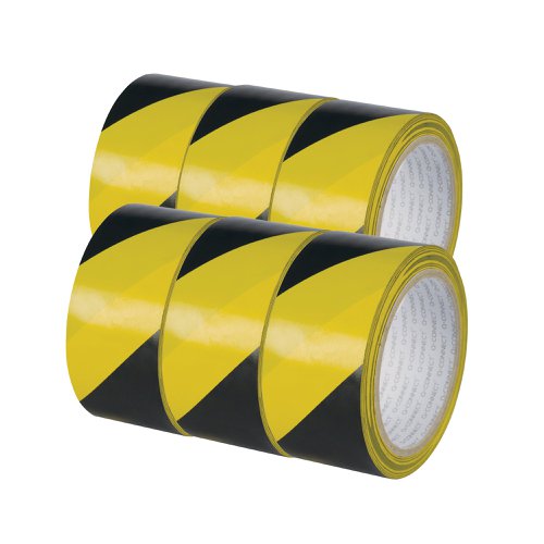 Q-Connect Yellow Black Hazard Tape (Pack of 6) KF04383 | VOW