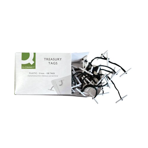 Q-Connect Plastic Treasury Tag 51mm (Pack of 100) KF04571 Paper Clips & Binders KF04571