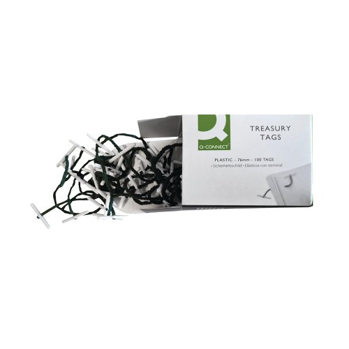 Q-Connect Plastic Treasury Tag 76mm (Pack of 100) KF04572 Paper Clips & Binders KF04572