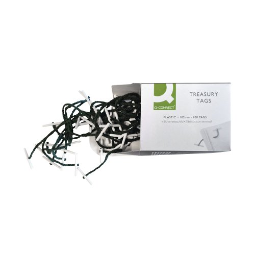 Q-Connect Plastic Treasury Tag 101mm (Pack of 100) KF04573 Paper Clips & Binders KF04573