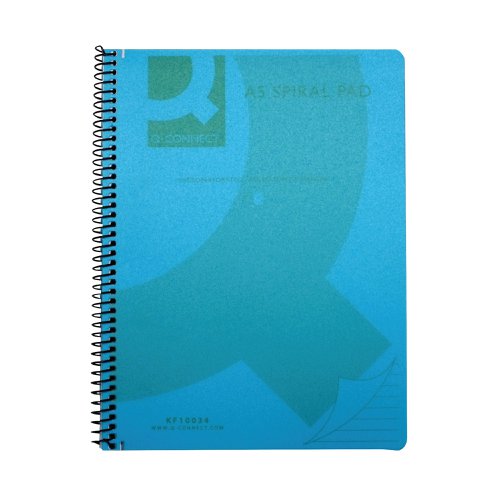 Q-Connect Spiral Bound Polypropylene Notebook 160 Pages A5 Blue (5 Pack) KF10034 | VOW