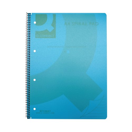 Q-Connect Spiral Bound Polypropylene Notebook 160 Pages A4 Blue (5 Pack) KF10037