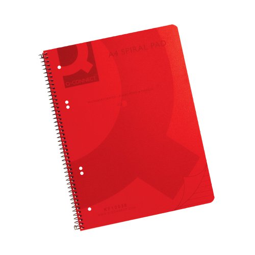 Q-Connect Spiral Bound Polypropylene Notebook 160 Pages A4 Red (5 Pack) KF10038