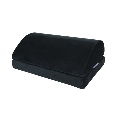 Q-Connect Ergonomic Height Adjustable Foam Footrest Anti-slip Bottom Removable Cover Black KF10413