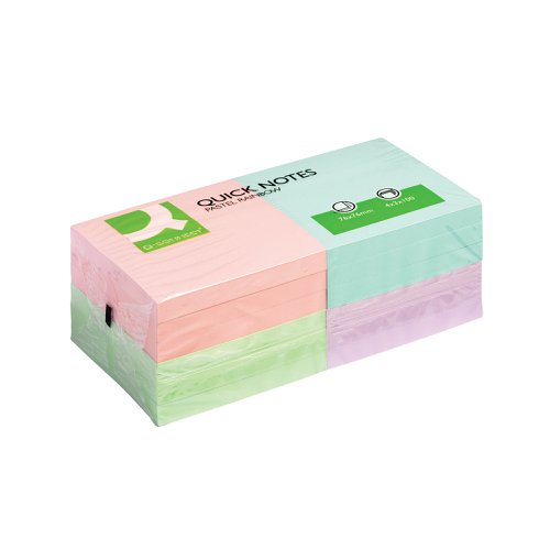 Q-Connect Quick Notes 76x76mm Pastel (Pack of 12) RTC