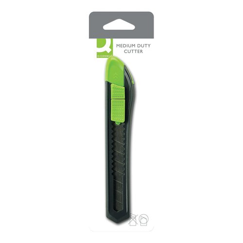 Q-Connect Medium Duty 18mm Cutting Knife Black/Green M80BC | VOW