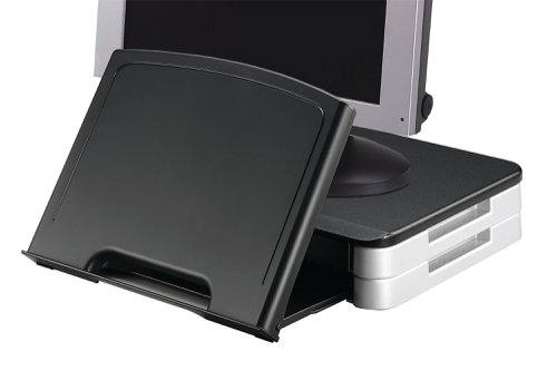 Q-Connect Monitor Stand with Built In Angled Copyholder Black KF10700 Laptop / Monitor Risers KF10700