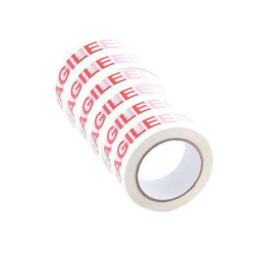 Q-Connect Printed Fragile Tape Self Adhesive BOPP 48mmx66m (Pack of 6)