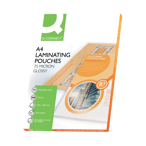 Q-Connect A4 2x75 Micron Laminating Pouches (Pack of 100) KF11412 KF11412