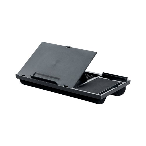 Q-Connect Height Adjustable Laptop Stand with Mousepad and Phone Holder Black KF14471 Laptop / Monitor Risers KF14471