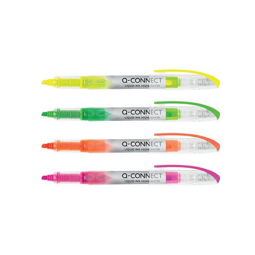 Q-Connect Liquid Ink Highlighter Assorted (Pack of 4) KF16127