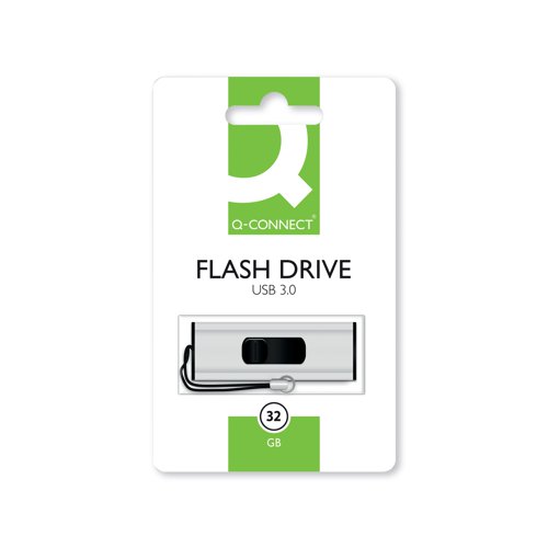 Q-Connect USB 3.0 Slider 32GB Flash Drive Silver/Black KF16370