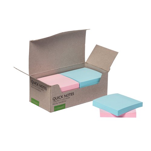 Q-Connect Recycled Notes 76x76mm Pastel Rainbow (Pack of 12) KF17324