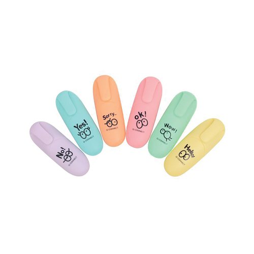 Q-Connect Fun Mini Highlighter Pens Pastel Assorted (Pack of 6) KF17419