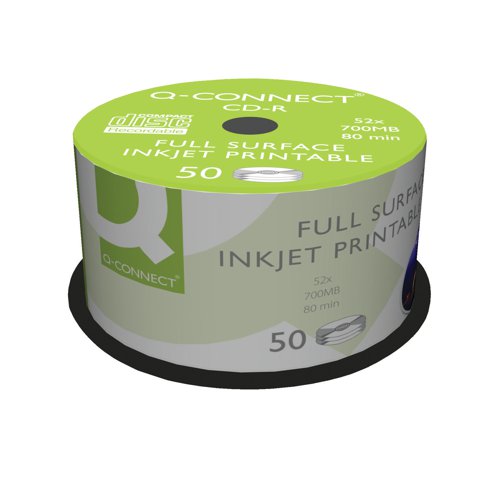 Q-Connect Inkjet Printable CD-R Discs 52x (50 Pack) KF18020