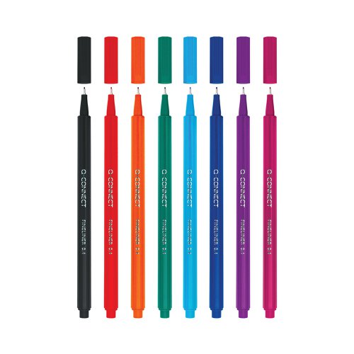 Q-Connect Triangular Fineliners Assorted Colour (Pack of 8) KF18050