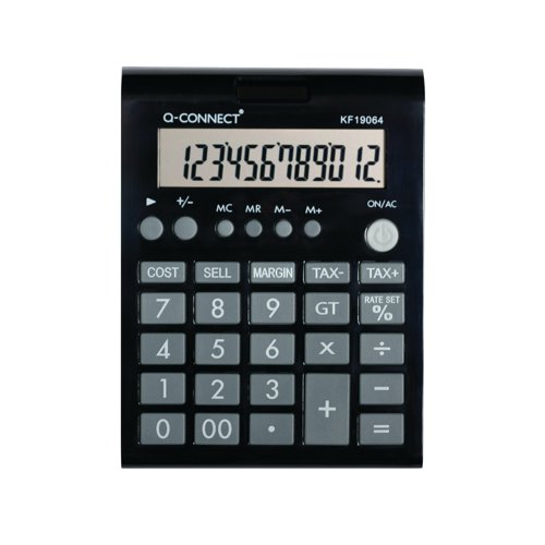 Q-Connect 12 Digit Business Table Top Calculator Medium Black KF19064