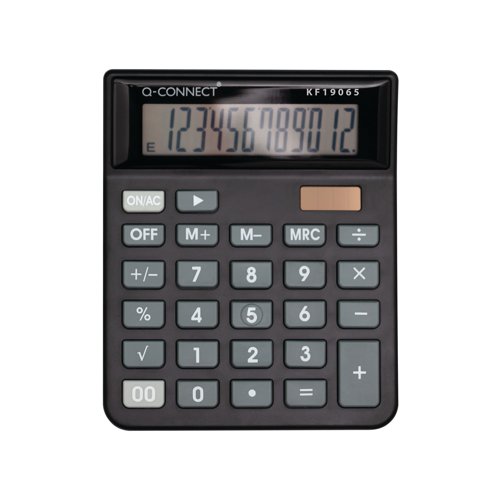 Q-Connect 12 Digit Table Top Calculator Medium Black KF19065