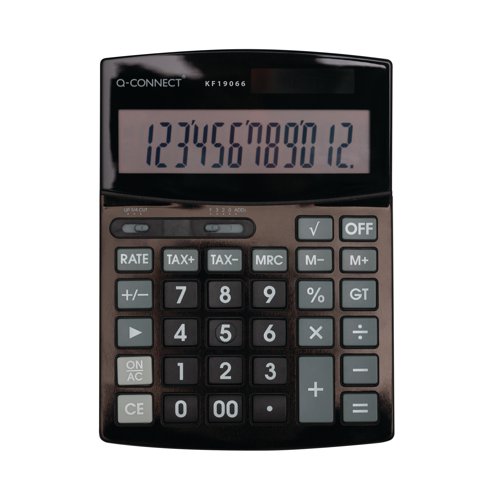 Q-Connect 12 Digit Business Table Top Calculator Large Black KF19066