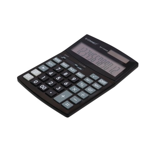 Q-Connect 12 Digit Business Table Top Calculator Large Black KF19066 | KF19066 | VOW