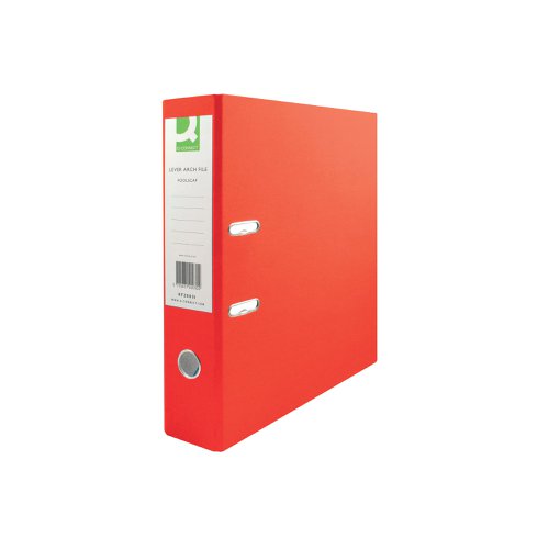 Manufactured from durable polypropylene, these Q-Connect Lever Arch files have a 70mm capacity for A4 documents. The file features a large labelling area on the spine for quick identification of contents and a thumb hole for easy retrieval from the shelf. This pack contains 10 red files.