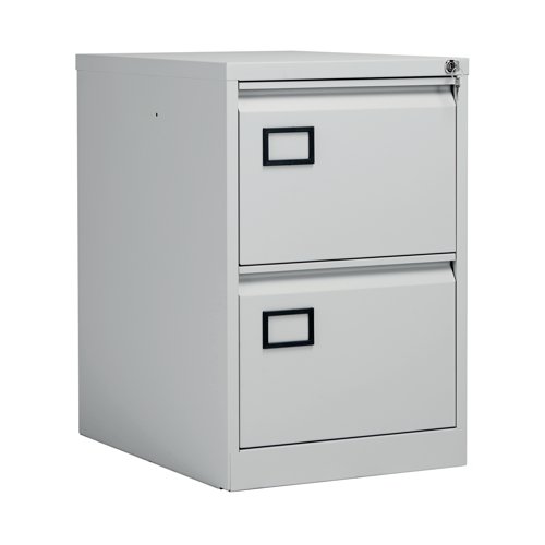 Jemini 2 Drawer Filing Cabinet Lockable 470x622x711mm Light Grey KF20042