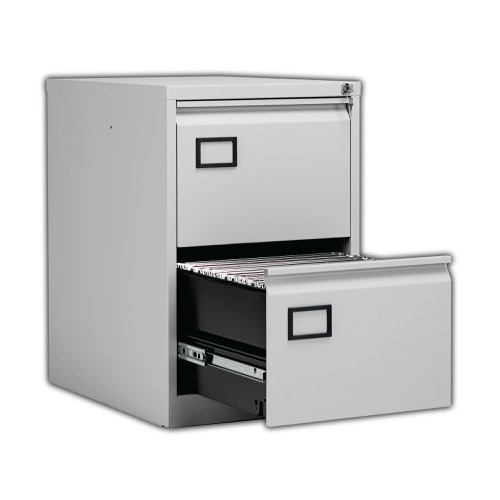 Store your files and documents safely and securely in this stylish, two drawer filing cabinet. Made from robust material and featuring an anti-tilt mechanism it offers sturdy support ideal for everyday use. Each drawer can be fully extended for ease of access and are mounted on smooth, rollerball runners that enable you to open and close them effortlessly. The cabinet can be locked offering ultimate security for your confidential papers.