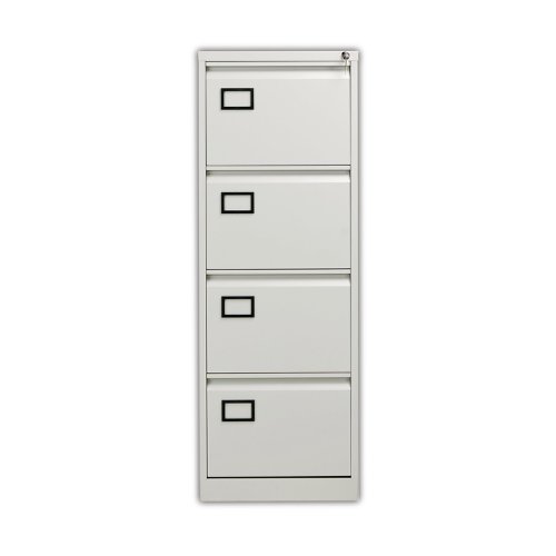 Store your files and documents safely and securely in this stylish, four drawer filing cabinet. Made from robust material and featuring an anti-tilt mechanism it offers sturdy support ideal for everyday use. Each drawer can be fully extended for ease of access and are mounted on smooth, rollerball runners that enable you to open and close them effortlessly. The cabinet can be locked offering ultimate security for your confidential papers.