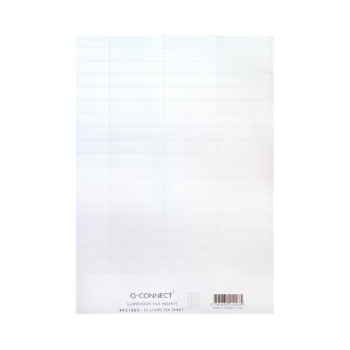 Q-Connect Suspension File Tab Label Inserts White (Pack of 51) 19601KIN0 | VOW